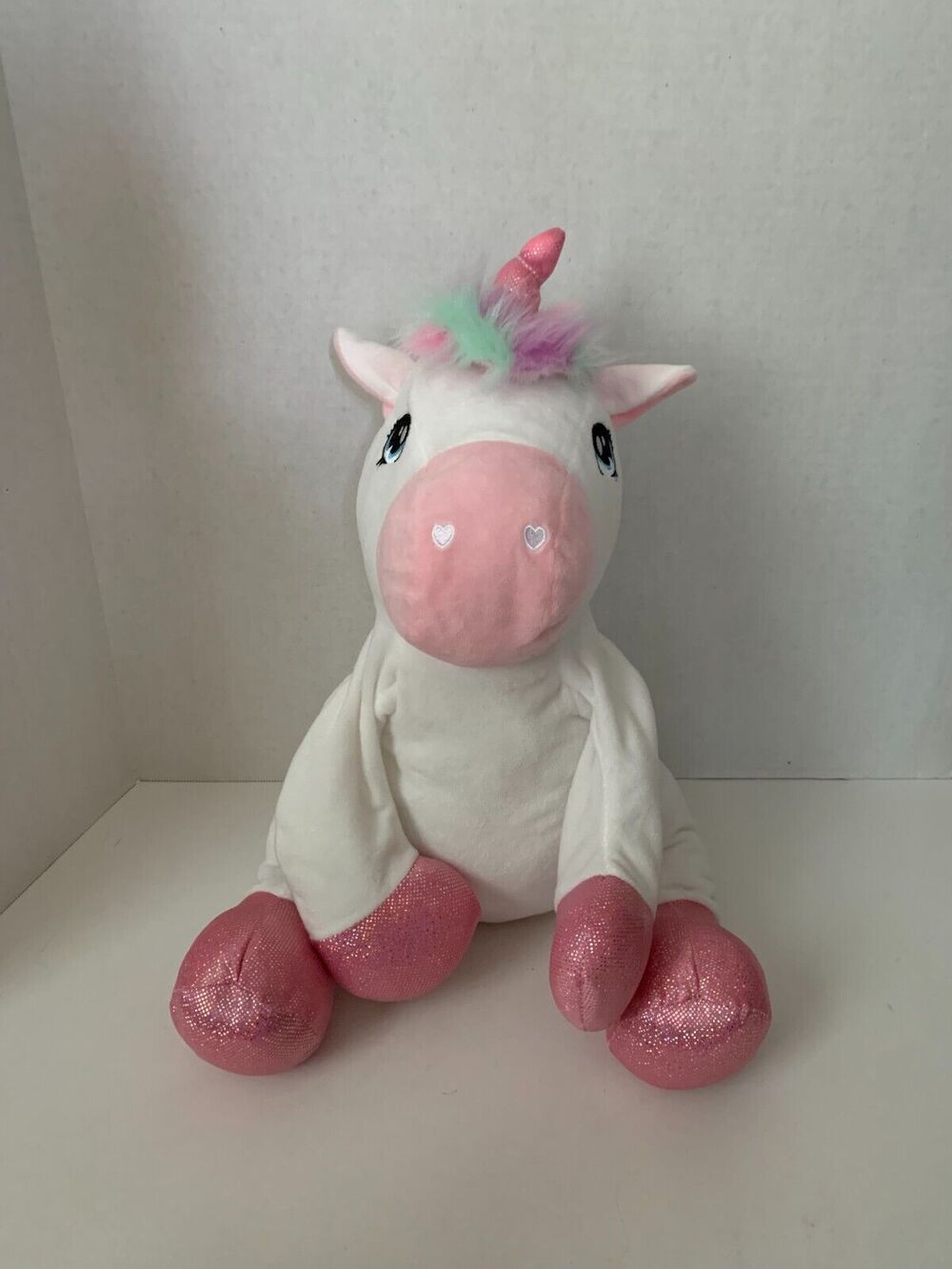 Unicorn Plush Sparkly Pink Glittery High Fluffy Fleece Walmart YOUR ZONE 16 Inch